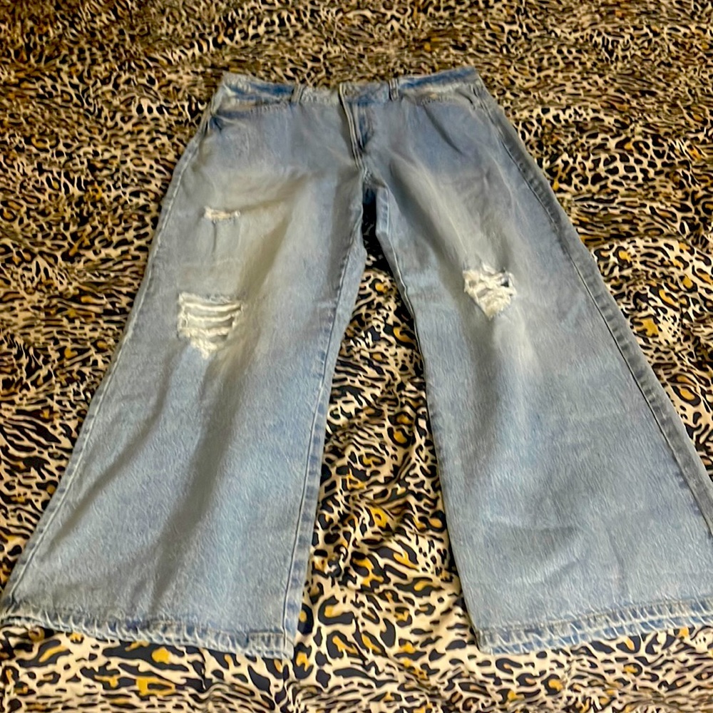 RSQ wide leg distressed light denim jeans